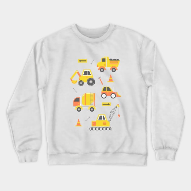 Construction Trucks on Aqua Crewneck Sweatshirt by latheandquill